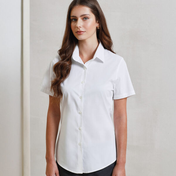 Premier Ladies Short Sleeve Stretch Fit Poplin Shirt Thumbnail